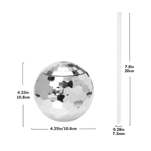 Disco Ball Cup with Straw