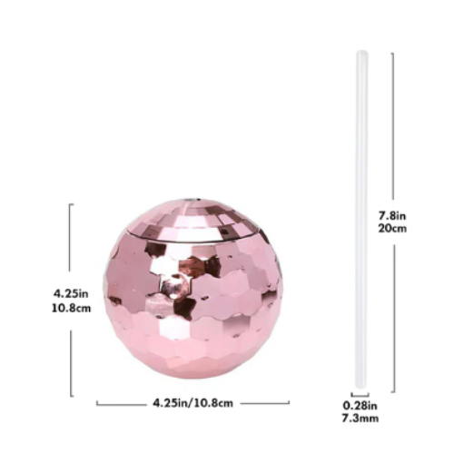 Disco Ball Cup with Straw