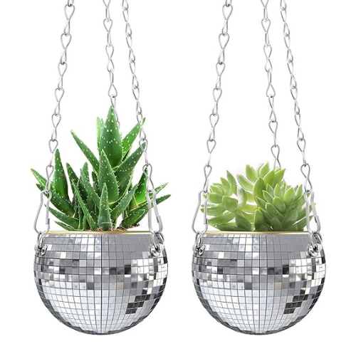 Silver Disco Ball Plant Hanger