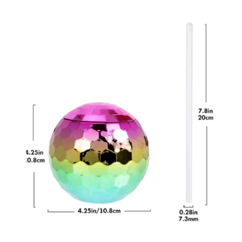 Disco Ball Cup with Straw