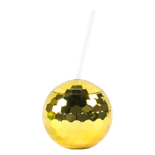 Disco Ball Cup with Straw