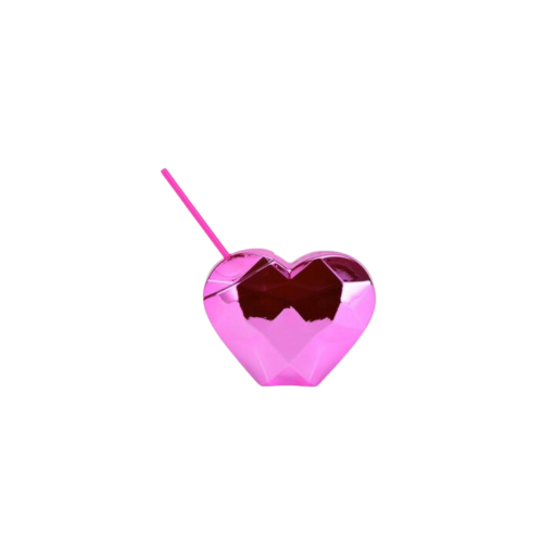 Heart Shaped Disco Cup with Straw