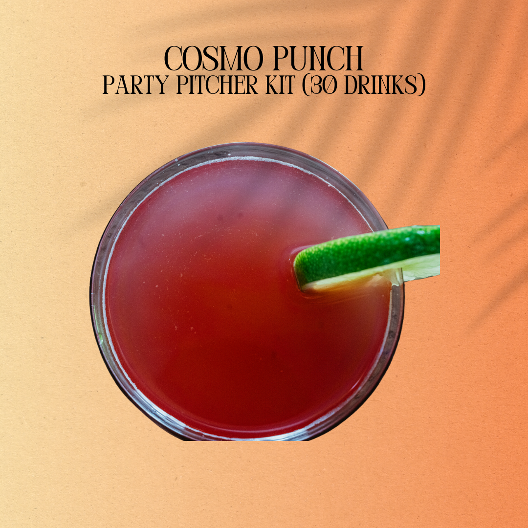 Cosmo Punch cocktails served at party with lime garnish