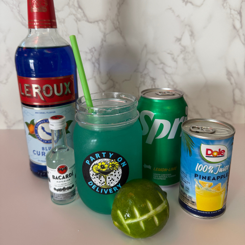 Verde Punch green cocktail in mason jar