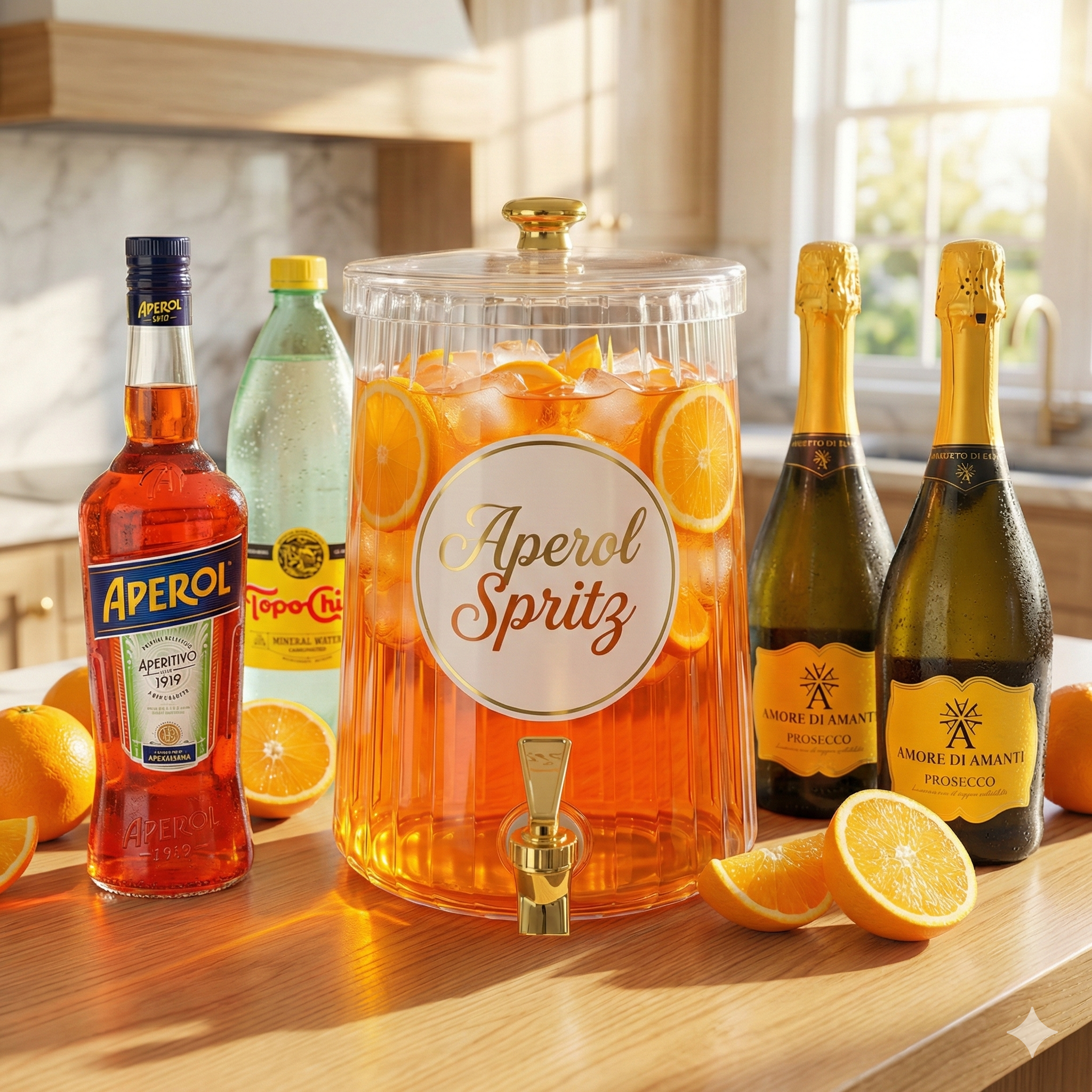 Aperol Spritz Party Pitcher Kit with gallon dispenser - batch cocktails for 16 drinks